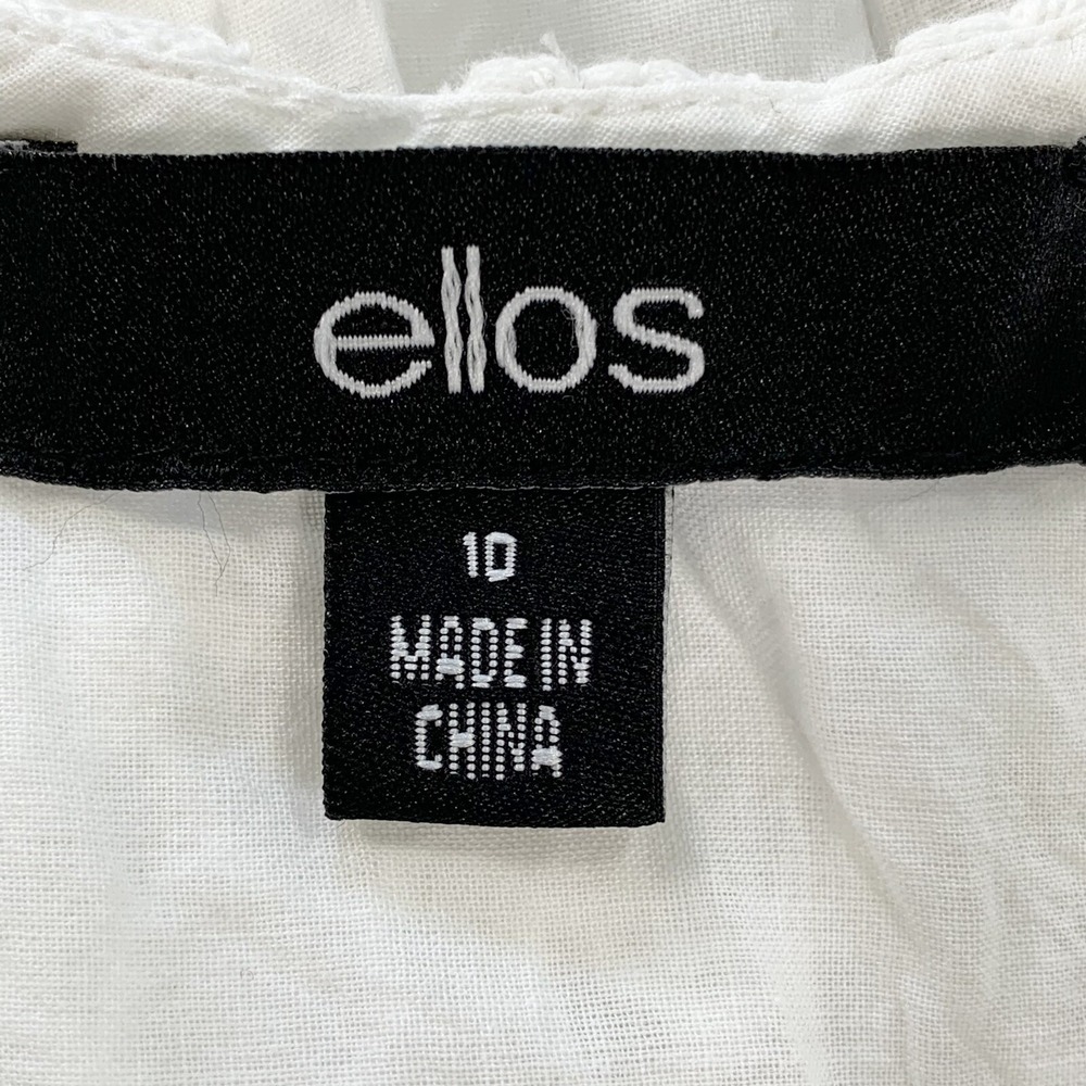 Ellos White 100% Cotton Eyelet Dress Lace Bodice Size 10 Lined Angelcore Cottage - Picture 4 of 8